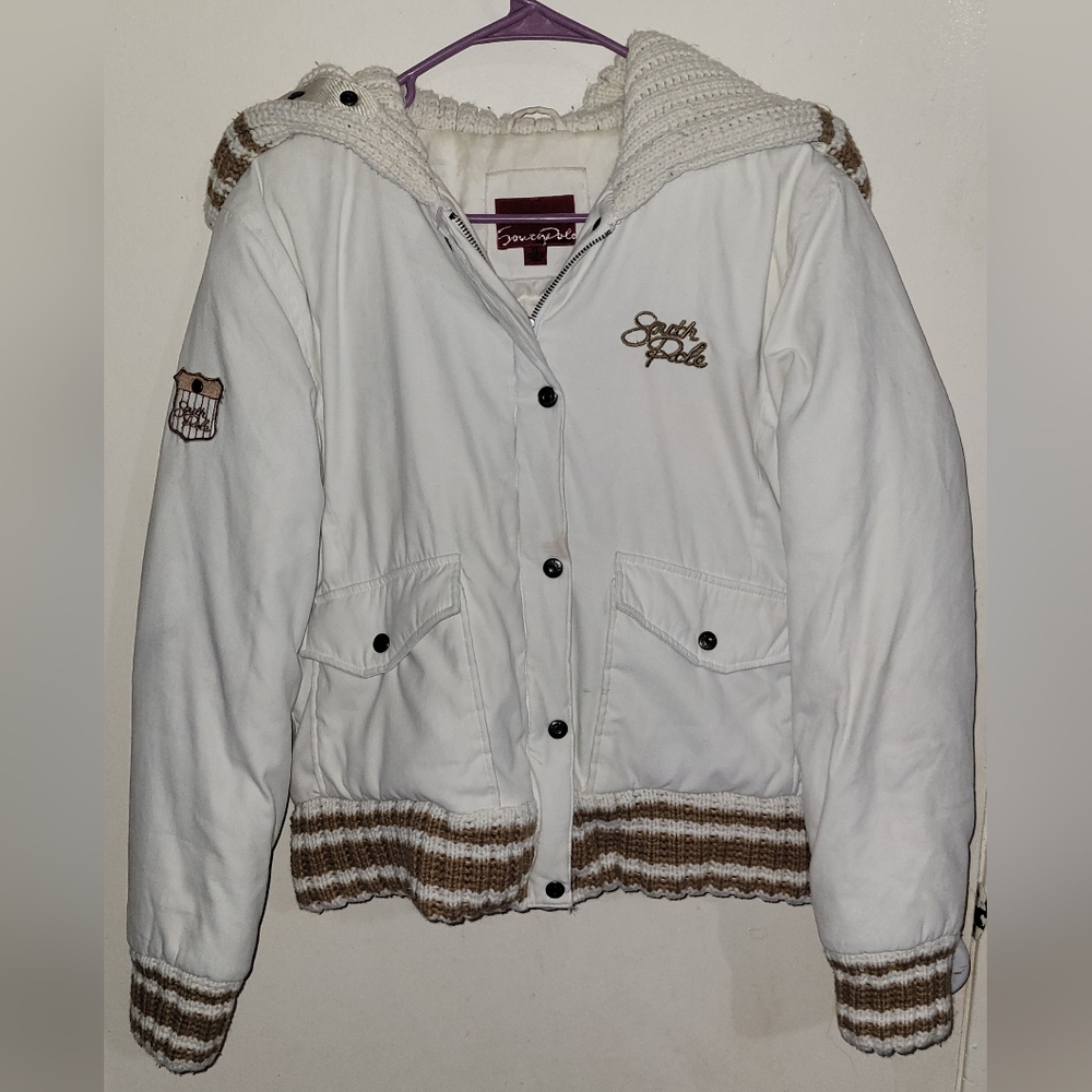 Southpole Jr Collection Y2K Vintage Down Feather Puffer Bomber Beige Jacket XL